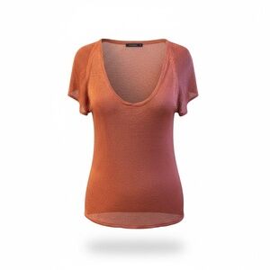 Lutz & Patmos Women's deep‎ pumpkin color Pullover blouse sheer knit, size large